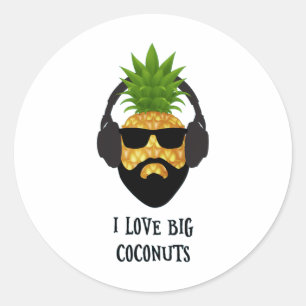 Pegatina Redonda Funny Aloha Bebe Pineapple Con Sungles Guay
