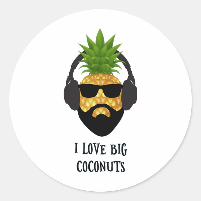 Pegatina Redonda Funny Aloha Bebe Pineapple Con Sungles Guay (Anverso)