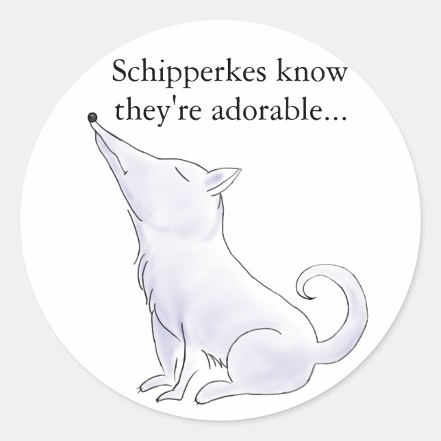 Pegatina Redonda Funny Aloof Schipperke Dog Personalizado (Anverso)