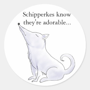Pegatina Redonda Funny Aloof Schipperke Dog Personalizado
