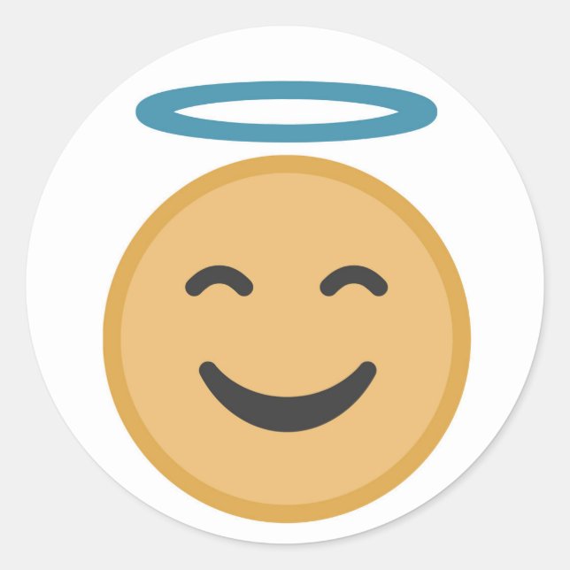 Pegatina Redonda Funny Angel Emoji Personalizado (Anverso)