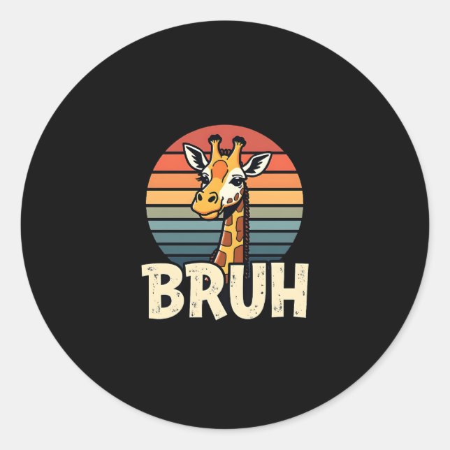 Pegatina Redonda Funny Animal Giraffe Meme Face Festive Xmas T-Shir (Anverso)