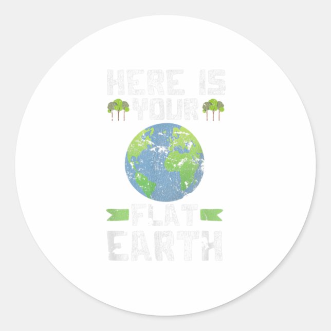Pegatina Redonda Funny Anti Flat Earth TShirt (Anverso)