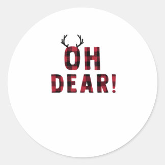 Pegatina Redonda Funny Attitude Oh Dear Plaid Deer Creative Design