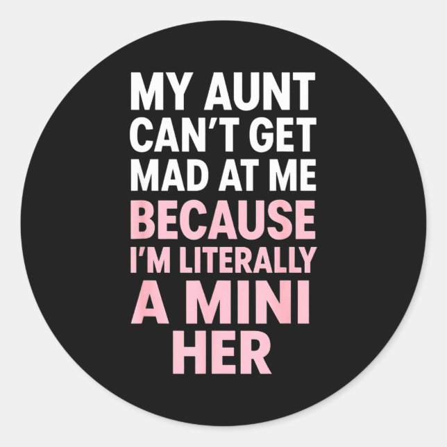 Pegatina Redonda Funny Aunt Niece Mini Her Matching Family Quote  (Anverso)