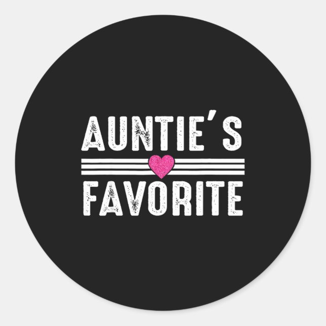 Pegatina Redonda Funny Auntie'ss Favorite Son Daughter I'm Auntie's (Anverso)