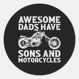 Pegatina Redonda Funny Awesome Dads Tiene Hijos Y Motocicletas Homb