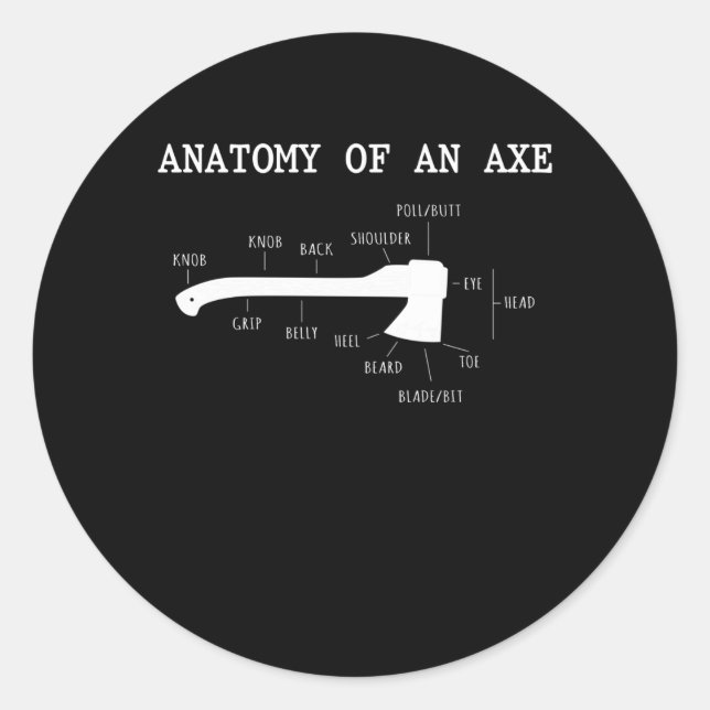Pegatina Redonda Funny Ax Lanzando Anatomía Hatchet Lumberjack (Anverso)