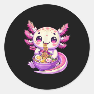 Pegatina Redonda Funny Axolotl Noodle Anime Kawaii Axolotl Comating