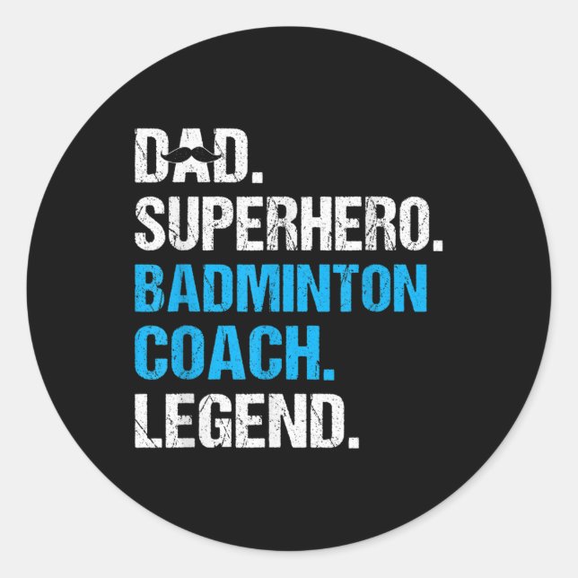 Pegatina Redonda Funny Badminton Coac (Anverso)