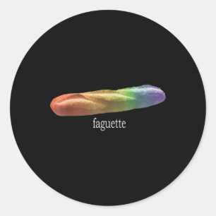 Pegatina Redonda Funny Baguette Rainbow Faguette Lgbt Pride Mes