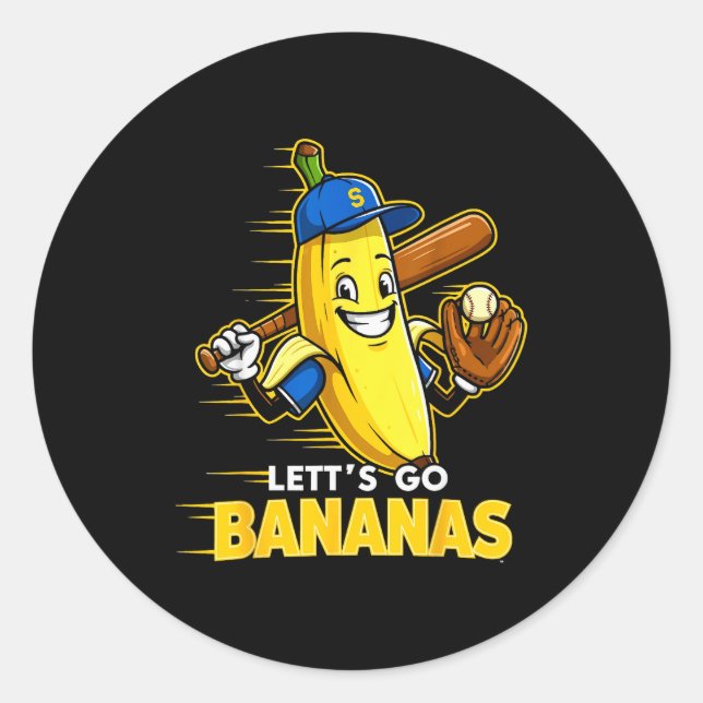 Pegatina Redonda Funny Banana Shirts Gift Fruit Lovers Boys Lets Go (Anverso)