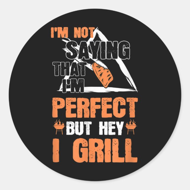 Pegatina Redonda Funny Barbacoa Pun Bbq Grilling Chef Accessories B (Anverso)