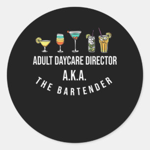 Pegatina Redonda Funny Bartender Mezclador de Alcohol Chistes de Ba