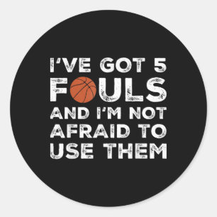 Pegatina Redonda Funny Basketball Player - Hoops 5 Fouls