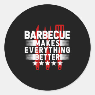 Pegatina Redonda Funny Bbq Barbecue Grill Chiste Fumador Mea