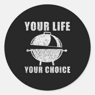 Pegatina Redonda Funny Bbq Barbecue Grill Chiste Fumador Mea