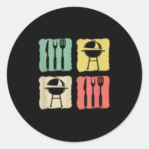 Pegatina Redonda Funny Bbq Barbecue Grill Chiste Fumador Mea
