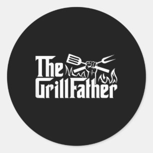 Pegatina Redonda Funny Bbq Dad Retro Grill Padre Hombres Día de los