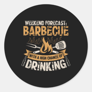Pegatina Redonda Funny Bbq Grill Chef Grill Grilling Master Barbaco