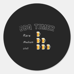 Pegatina Redonda Funny Bbq Smoak Steak Beer Barbacoa Regalo