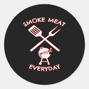 Pegatina Redonda Funny Bbq Smoat Meat Everyday Grandad Dad Grilling