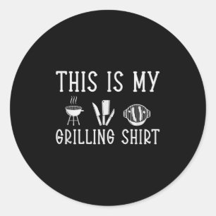 Pegatina Redonda Funny Bbq Smoker Grill &amp; Barbecue Pork Grillin
