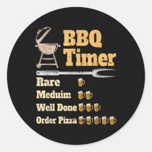 Pegatina Redonda Funny Bbq Timer Grilling
