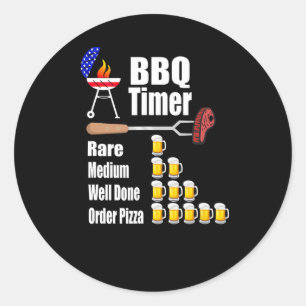 Pegatina Redonda Funny Bbq Timer - Regalo de parrillada barbacoa