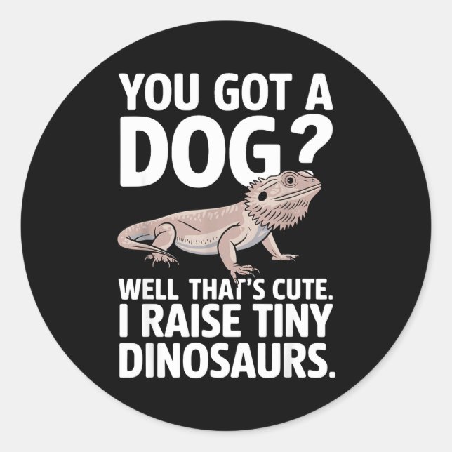 Pegatina Redonda Funny Bearded Dragon Art For Men Women Bearded Dra (Anverso)