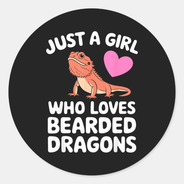 Pegatina Redonda Funny Bearded Dragon Art For Women Girl Bearded Dr (Anverso)