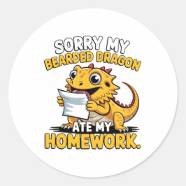 Pegatina Redonda Funny Bearded Dragon Cute Reptile Lover Gift