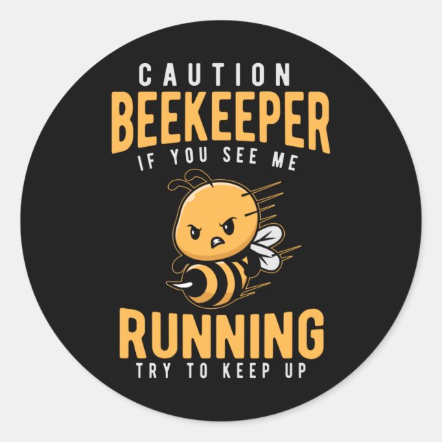 Pegatina Redonda Funny Beekeeper Chiste Bee Humor (Anverso)
