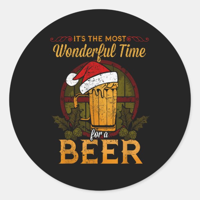 Pegatina Redonda Funny Beer Christmas Shirt Holiday Most Wonderful  (Anverso)