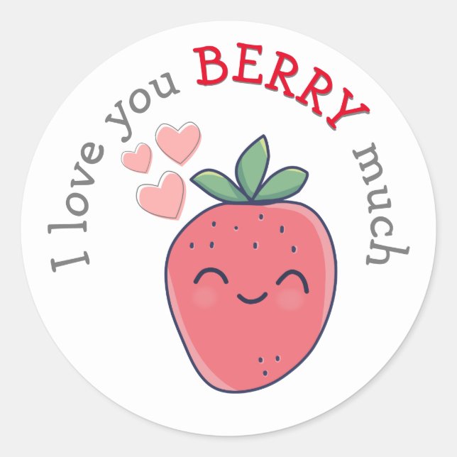 Pegatina Redonda Funny Berry Te Amo (Anverso)