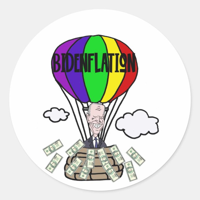 Pegatina Redonda Funny Bidenflation anti Biden Personalizado políti (Anverso)