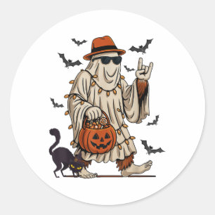 Pegatina Redonda Funny Bigfoot Ghost Halloween disstume Sasquatch B