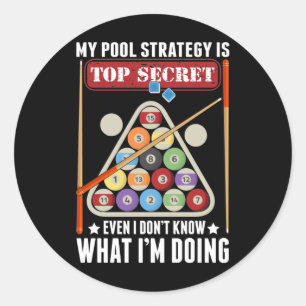 Pegatina Redonda Funny Billiard Strategy Cue Snooker Pool Player