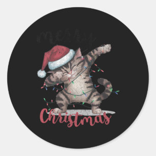 Pegatina Redonda Funny Black Cat Halloween Funny Navidades