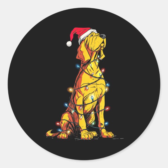 Pegatina Redonda Funny Bloodhound Christmas Graphics Dog Lights Lov (Anverso)