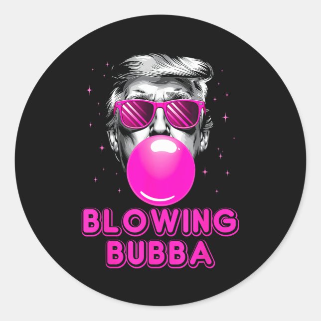 Pegatina Redonda Funny Blowing Bubba  (Anverso)