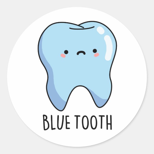 Pegatina Redonda Funny Bluetooth Técnica Blue Tooth Pun (Anverso)
