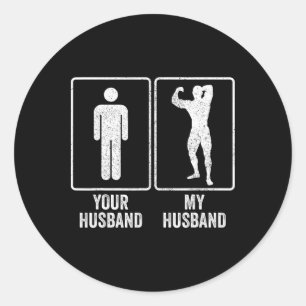Pegatina Redonda Funny Bodybuilder Bodybuilding Husband Relations