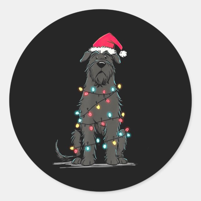 Pegatina Redonda Funny Bouvier Des Flandres Christmas Graphics Dog  (Anverso)
