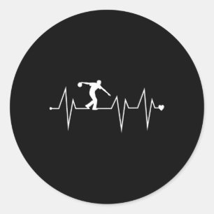 Pegatina Redonda Funny Bowler Jugador Heartbeat Heart Pulse