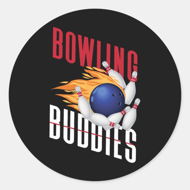 Pegatina Redonda Funny Bowling Besties amigos boliche Buddies (Anverso)
