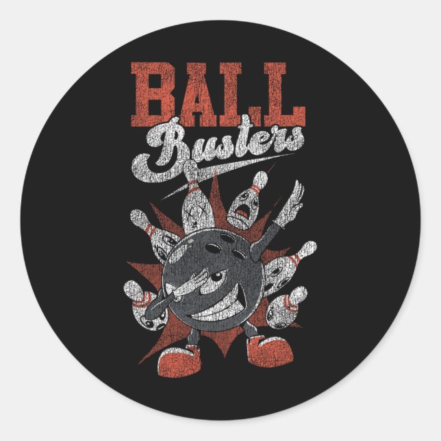 Pegatina Redonda Funny Bowling Ll Busters (Anverso)