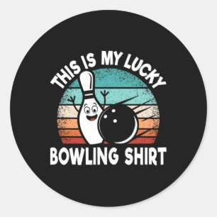 Pegatina Redonda Funny Bowling Lover Bowler Este Es Mi Lucky Bowlin