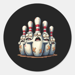 Pegatina Redonda Funny Bowling Lover Bowlers Asustó Gráfica De Pin