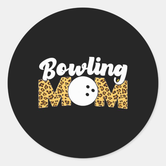 Pegatina Redonda Funny Bowling Mom Leopard Cheetah Bowling Mom (Anverso)
